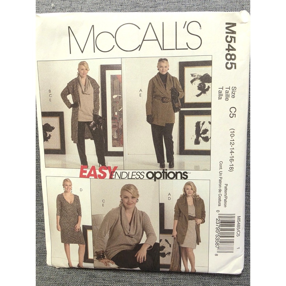 McCalls M5485 Easy Endless Options Misses/Womens Jacket Tunic Dress Pants Cowl